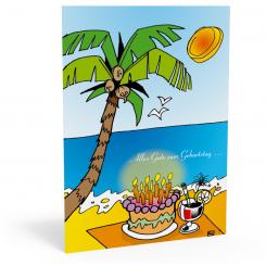 Geburtstags-Postkarte "Palme" 