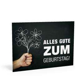 Geburtstags-Postkarte "Tafel mit Blume" 